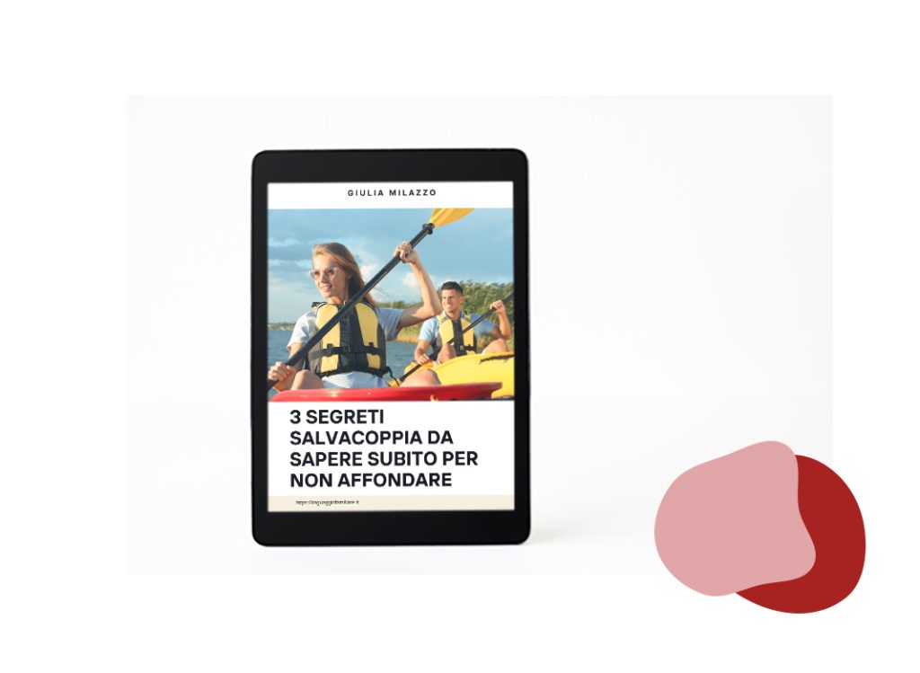 immagine di un tablet con all'interno la copertina dell'ebook "tre segreti salvacoppia"
